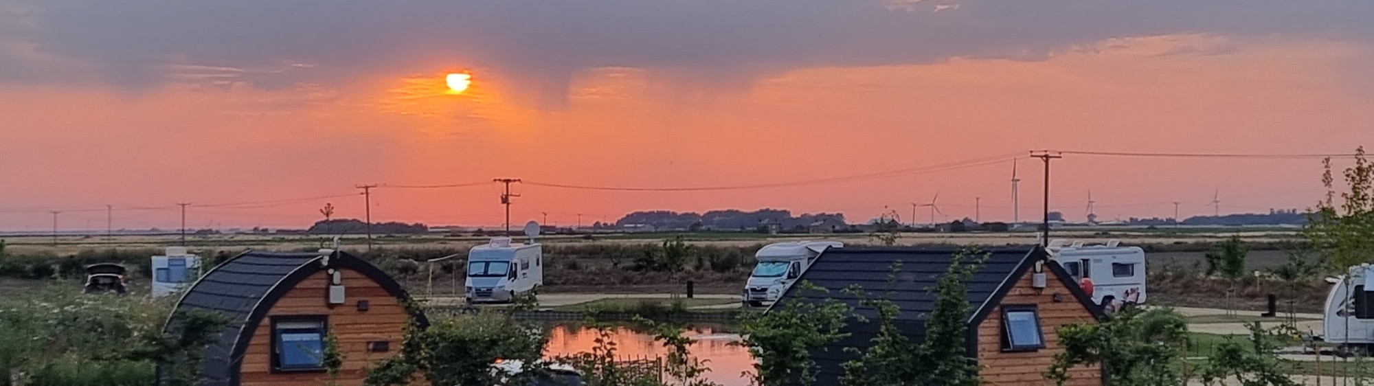 View of glamping pods in Cambridgeshire